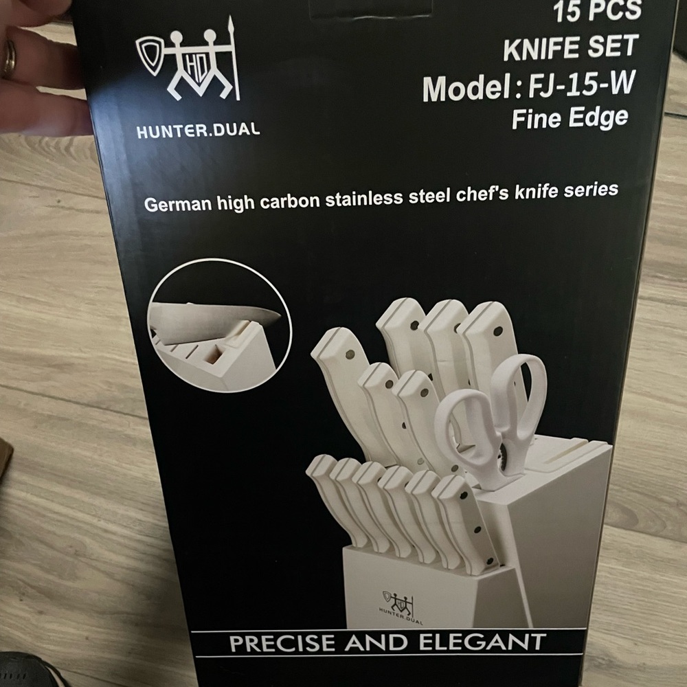 HUNTER.DUAL Knife Set, 15 Piece Kitchen Knife Set White